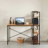 Basicwise Wood and Metal Industrial Home Office Computer Desk with Bookshelves, Natural QI003993.NC